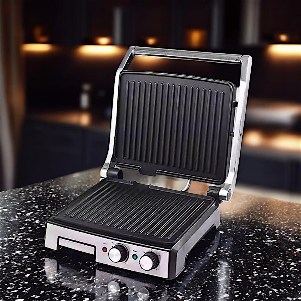 Електричний гриль BiTek 2800Вт Кухонний гриль із регулятором температури Контактний гриль двухсторонній К2, фото 1