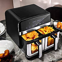 Аерогриль Rainberg 4200Вт Аерофритюр на 13л Аерофритюрниця з двома чашами Місткий аерогриль К2