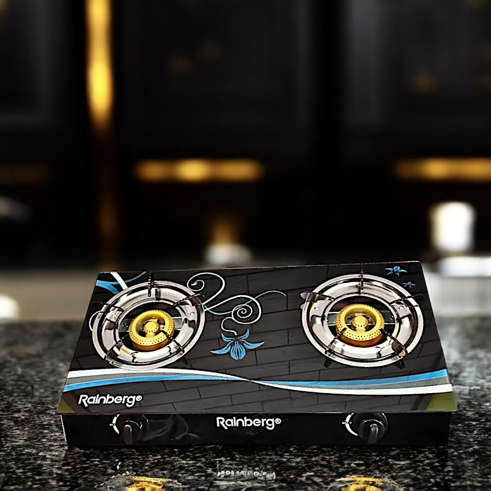 Газова плита настільна Rainberg Склокерамічна газова плита двоконфорна Механічна газова плита К2, фото 1