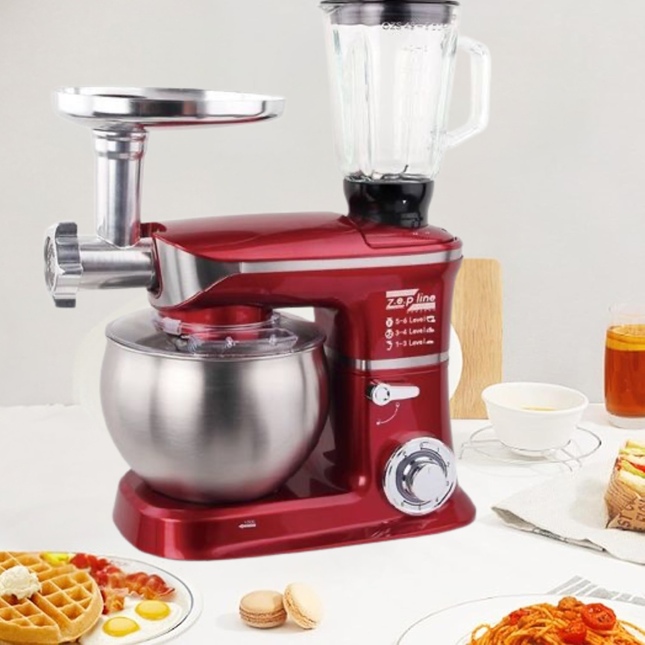 Кухонний комбайн 3в1 Zepline Універсальний комбайн 4200Вт Комбайн блендер тістоміс м'ясорубка К2, фото 1