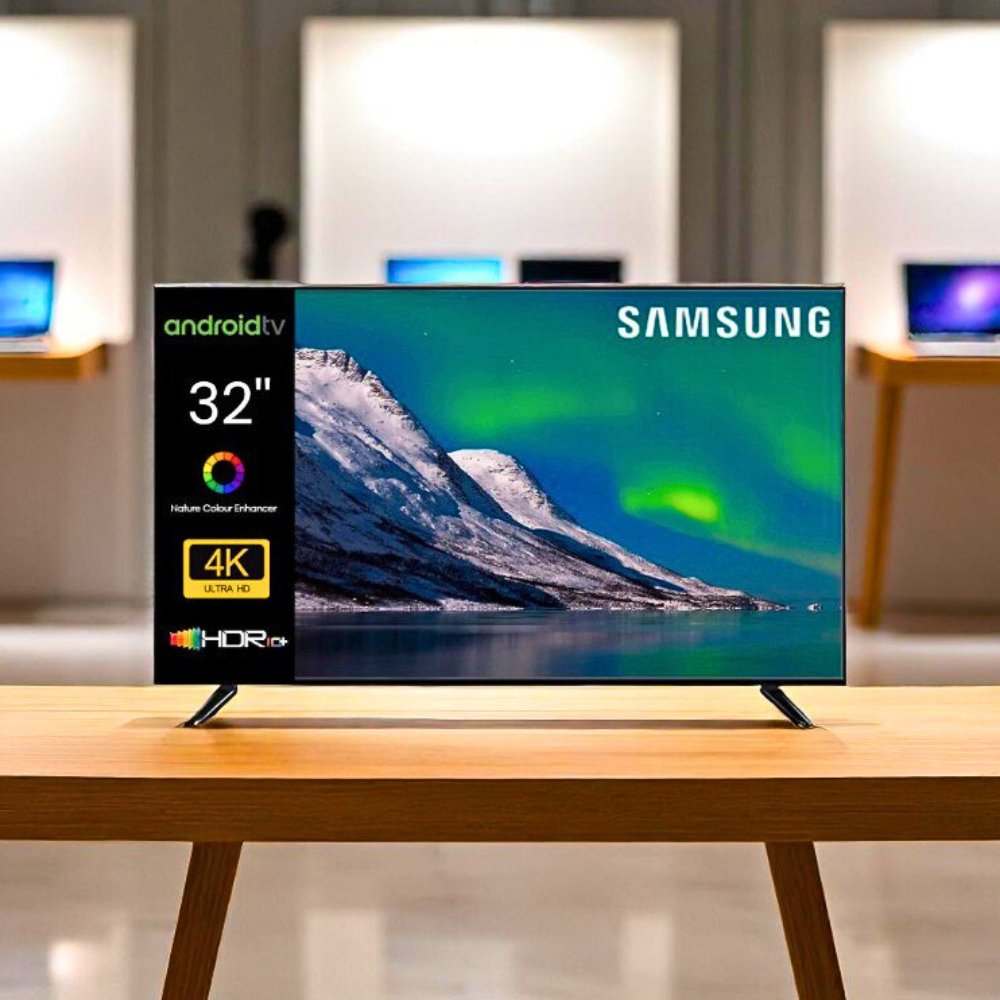 Телевізор з кронштейном Samsung 4K UltraHD Плазмовий телевізор Smart TV 32 дюйми Android 14 Wi-Fi Bluetooth, фото 1