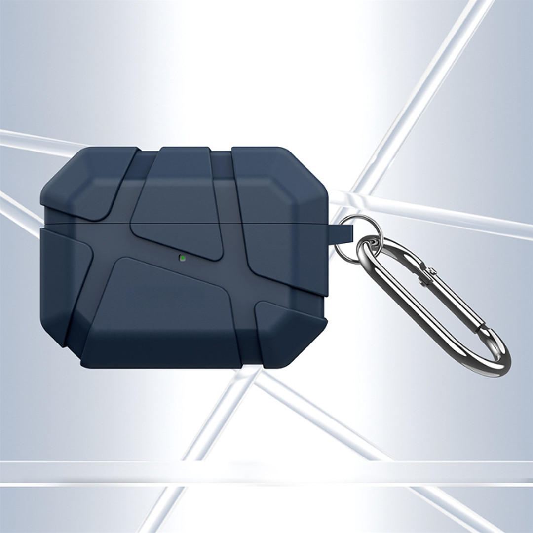 Протиударний чохол Rugged Shield для Apple Airpods Pro 3 | чохол + карабін | синій, фото 1