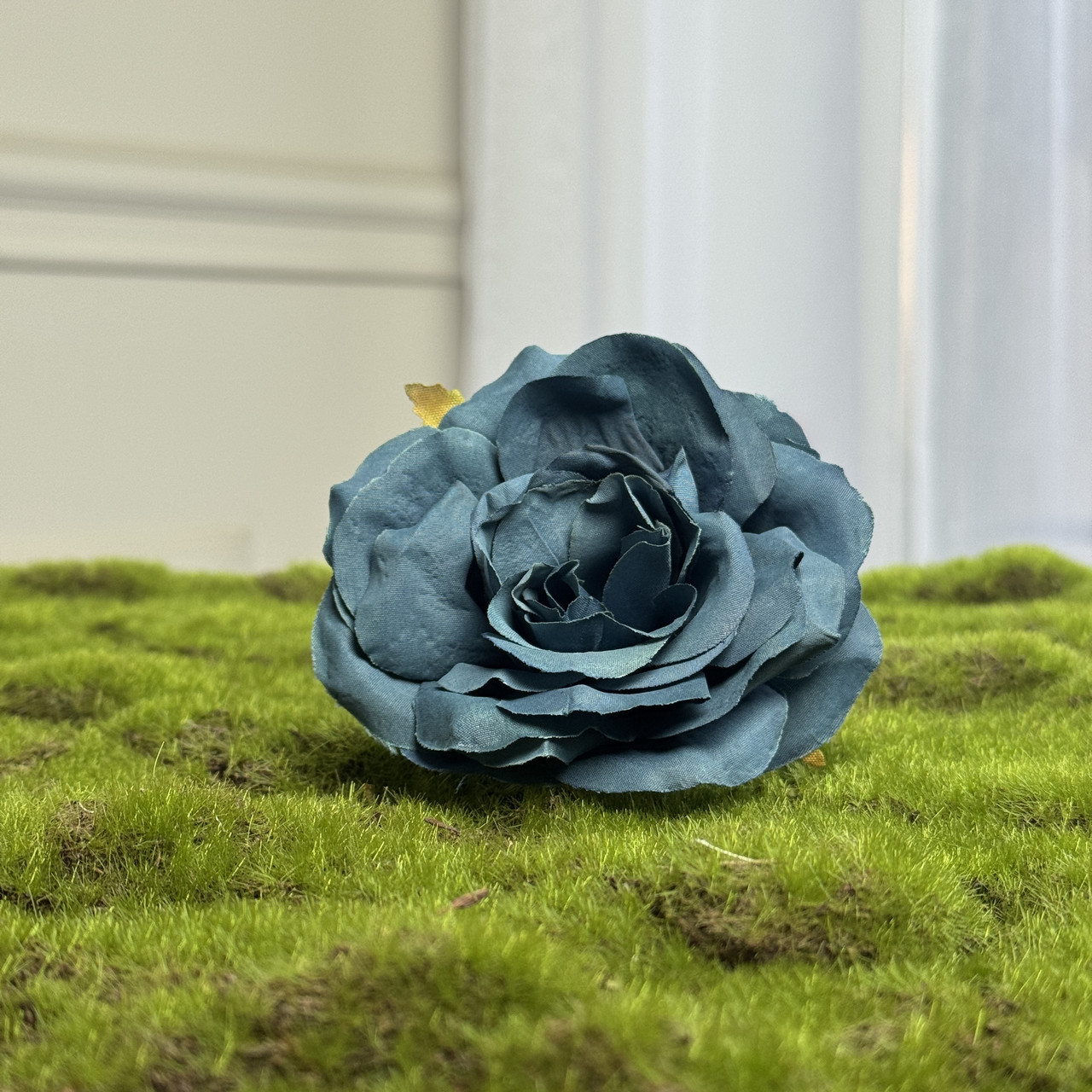 Троянда Гала синя голівка штучна |Д-8 см | В-5 см |25 шт. в упаковці, фото 1