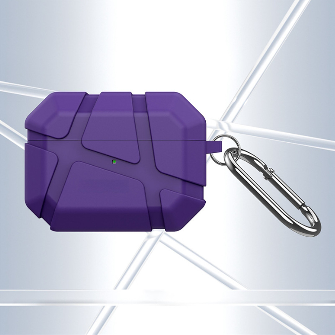 Протиударний чохол Rugged Shield для Apple Airpods Pro 3 | чохол + карабін | фіолетовий, фото 1