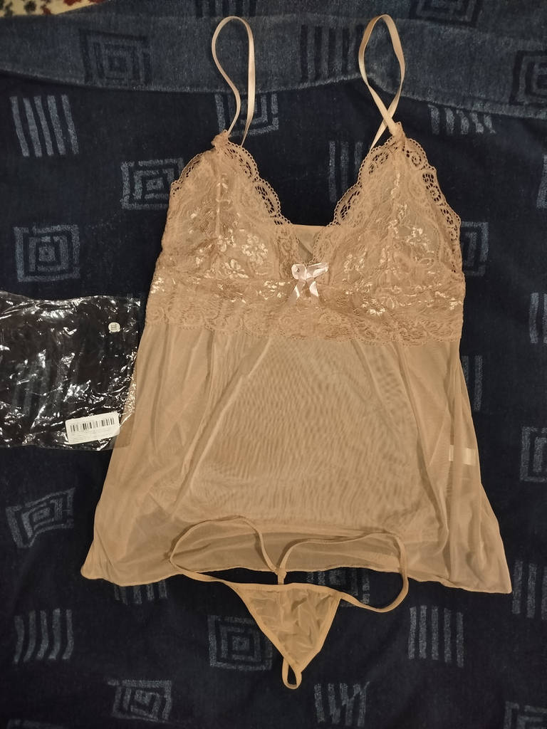 Ніжно рожева коротка сорочка зі стрингами, сексуальний пеньюар - фото покупців 1