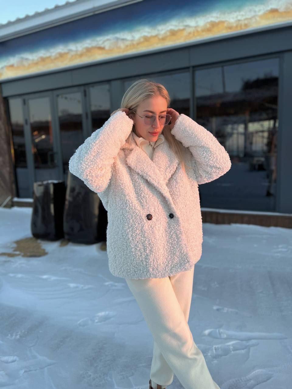 Шубка на зиму "Баранець  з коротким ворсом на підкладці". Розмір 42-46, фото 1