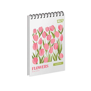 Зошит для записів Yes А6/80 у клітинку на спіралі "Flowers" 152293 G-Rich