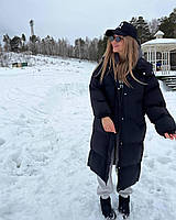 Женская длинная зимняя теплая куртка с капюшоном и карманами (в расцветках и размерах 42-46 и 48-52)