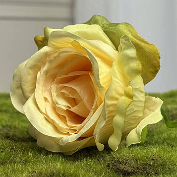 Троянда штучна жовто-зелений Memory , 12 шт. Троянда діаметром 9 см, Штучна троянда для декору, Троянда штучна