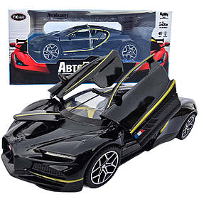 Машинка метал Bugatti Chiron Бугатті чорна 1:32 світло звук 16*7,5*4см (22805)
