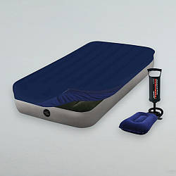 Комплект Intex 64106-3: матрац + насос + подушка + наматрацник