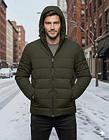 Чоловіча зимова куртка з відчипним капюшоном тепла 2376 хакі, 48