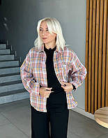 Жіноча сорочка в клітинку рожева, L 107
