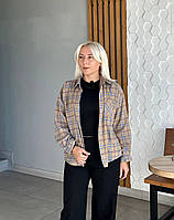 Жіноча сорочка в клітку капучино, L 107