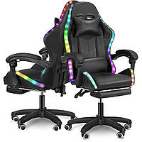 Крісло геймерське ProGame з RGB підсвіткою GX-150, з пультом, підставкою, 145° до 150 кг ігрове, 2 подушки