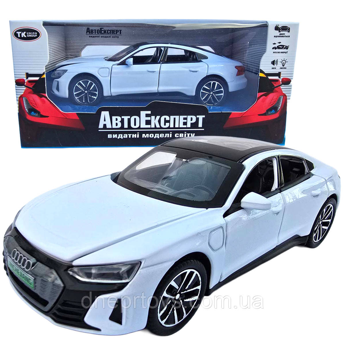 Машинка метал Audi e-tron GT Ауді біла 1:32 світло звук 15*7*5см (86544), фото 1
