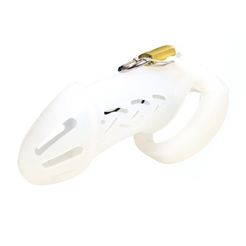 Пояс вірності, чоловічий пояс вірності Silicone Chastity Cage білий силікон, фото 1