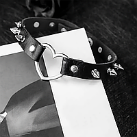 БДСМ чокер с сердечком и шипами XS-S Черный Садо-мазо