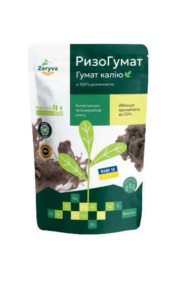 Антистресант та стимулятор росту із 100% розчинністю Ризо Гумат Zeryva 1 кг, фото 1