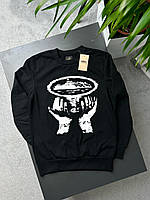 Повседневная мужская кофта Corteiz без капюшона, Стильные свитшоты Кортеиз с принтом, Молодежный свитшот черного цвета