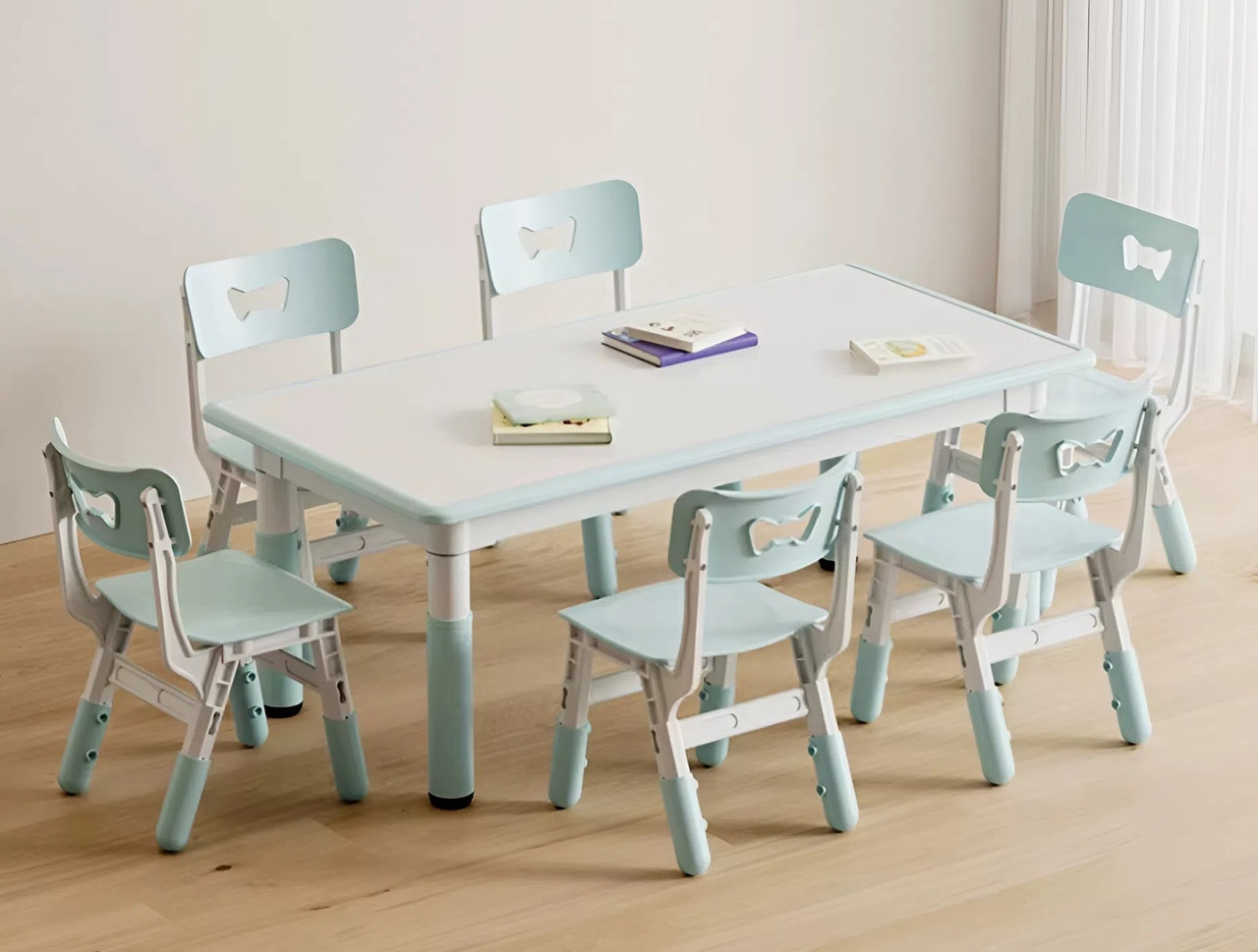 Регульований столик з мольбертом Terrio та 6 стільців ( Бірюзовий )