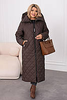 Жіноча зимова куртка пальто розмір 48-62 Коричневий, 52/54