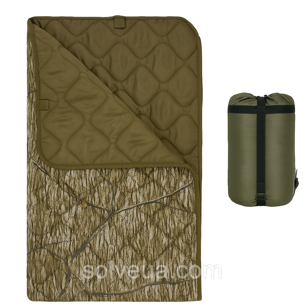 Ковдра кемпінгова з чохлом — Dense forest — 150 × 200 см KT7001012 — з кнопками для використання під пончо solve, фото 1