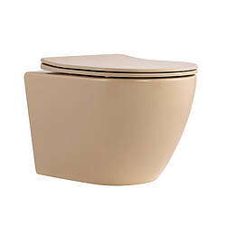 Унітаз підвісний Robin Ultra Quiet 490×365×325 мм, Beige, із сидінням Slim Duroplast / Soft-close / Quick Release QT13332381ASSB