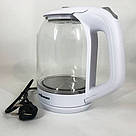 Електрочайник скляний з підсвічуванням стильний, Стильний чайник з підсвічуванням QU-64, фото 5