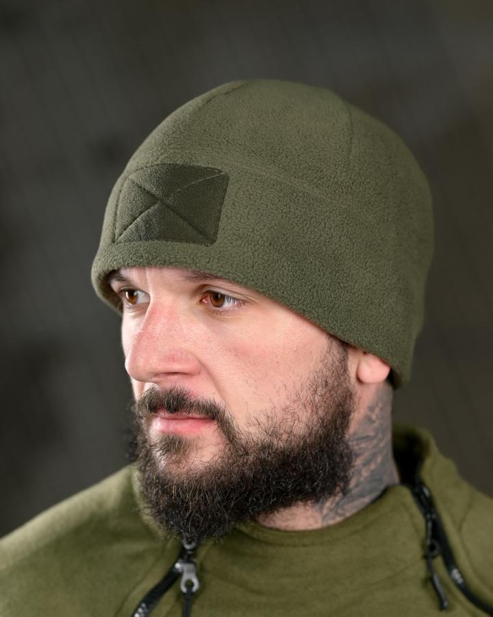 Шапка флісова з липучкою олива ВТ4740