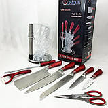 Набір ножів кухонні ножі кухарські набір UNIQUE UN-1832 9 шт, Сталеві кухонні ножі CV-23, фото 2