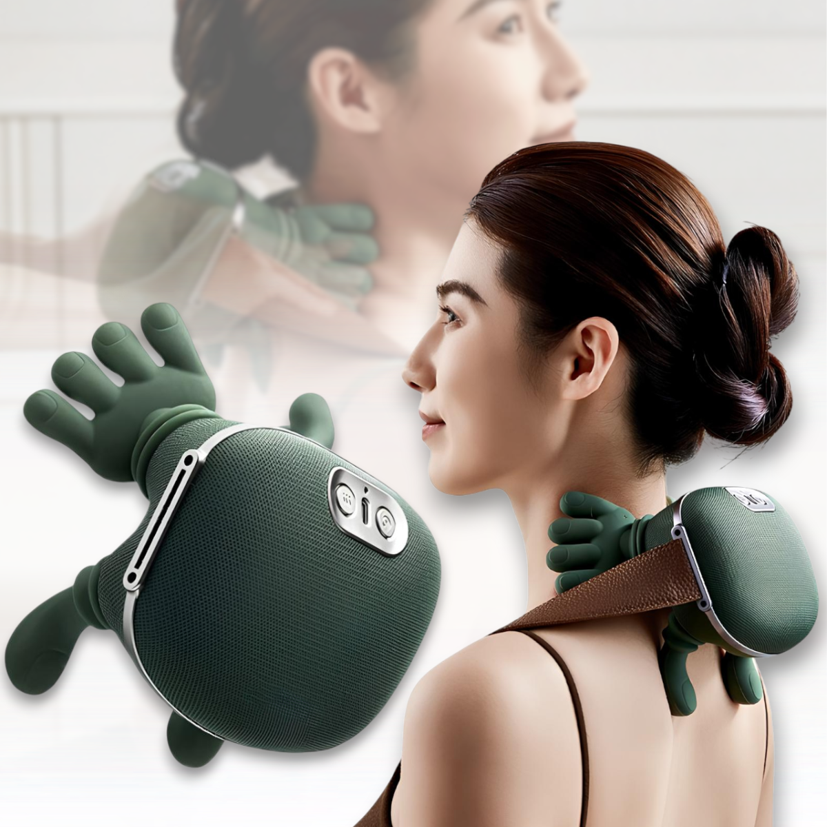 Бездротовий масажер для шиї та плечей з підігрівом та трьома режимами роботи, фото 1