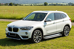 Бокові пороги Allmond Grey (2 шт., Алюміній) для BMW X1 F-48 2015-2022 рр