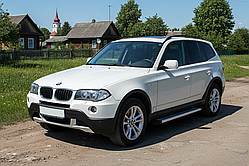 Бокові пороги Maya V2 (2 шт., Алюміній) для BMW X3 E-83 2003-2010 рр
