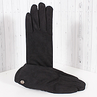Рукавички жіночі зі штучної замші D1682-1T чорні демісезонні розмір 7"-7,5"