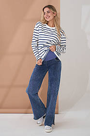 Джинси для вагітних широкі straight fit для майбутніх мам з регульованим поясом S (44) Kloe Юла Мама синій