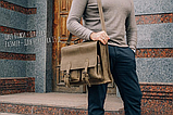 Чоловіча сумка для документів, Чоловіча шкіряна сумка, сумка-портфель чоловіча олива, фото 3