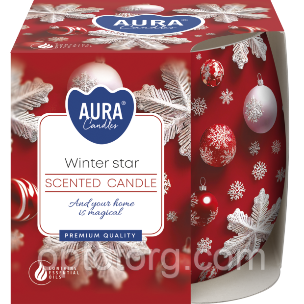 Свічки ароматизовані в склянці Bispol Польща Зимова зірка, фото 1