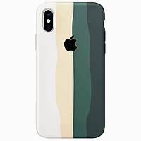 Чохол силіконовий Rainbow для iPhone X/Xs захисний із м'яким покриттям і закритим низом зелений райдужний