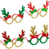 Від 12 шт. Окуляри новорічні "Ріжки з бантиком" 2521 купити дешево оптом в інтернет-магазині