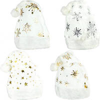 Від 12 шт. Шапка Новорічна блискуча біла 6241-22 купити дешево оптом в інтернет-магазині