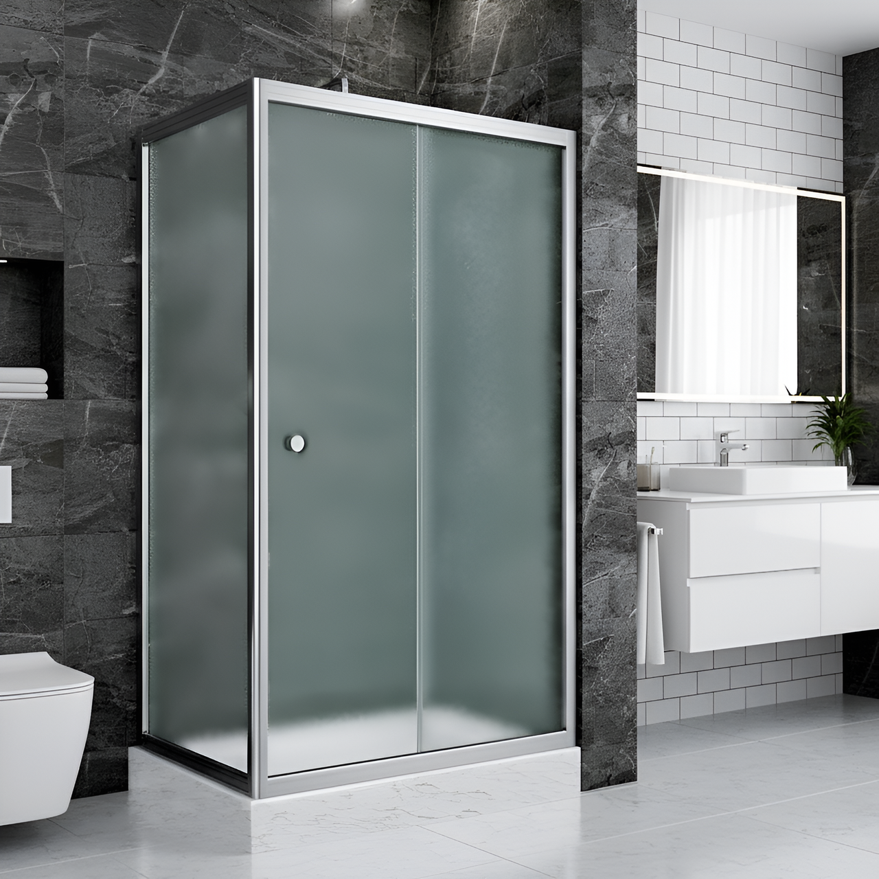 Душова кабіна прямокутна 120x80x190 см без піддону Shower Neptun розсувна двері матове скло 6мм, фото 1