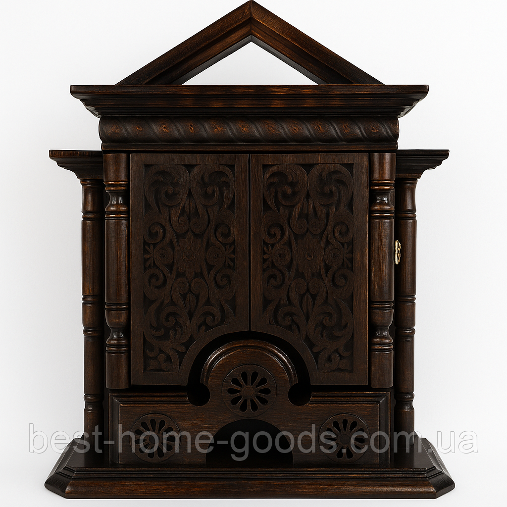 Ключниця настінна дерев'яна ручної роботи на шість гачків | Стильний органайзер для ключів з натурального дерева, фото 1