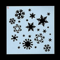 Новорічний трафарет на вікна Сніжинки 20 на 20 см сірий