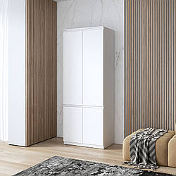 Шафа для одягу в коридор із 6 закритими полицями 80 см Класичні розпашні шафи чотиридверні з ДСП