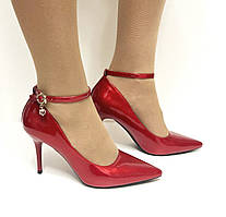 Туфлі червоні жіночі човники на шпильці лакові 36 37 38 39 40