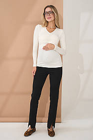 Штани лосини для вагітних теплі зимові легінси для майбутніх мам з щільного трикотажу Luana S (44) Юла Мама чорний