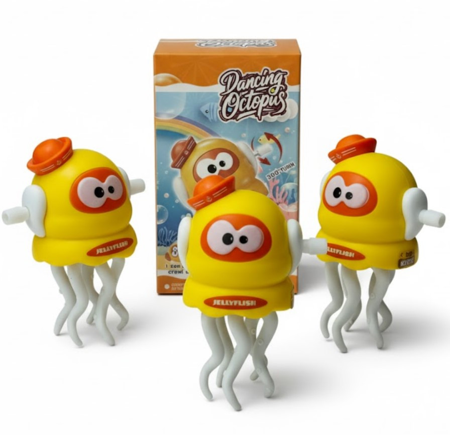 Інтерактивні іграшки Dancing Octopus Танцюючий Восьминіг 11 см Жовтий 3 шт, фото 1