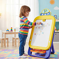 Дитяча магнітна дошка мольберт для малювання й навчання від 3 років двостороння з крейдою та магнітами