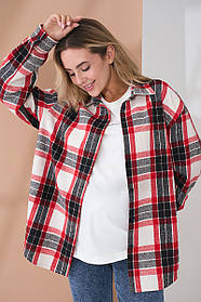 Картата сорочка для вагітних та годуючих з теплої тканини для майбутніх мам Neide S (44) Юла Мама